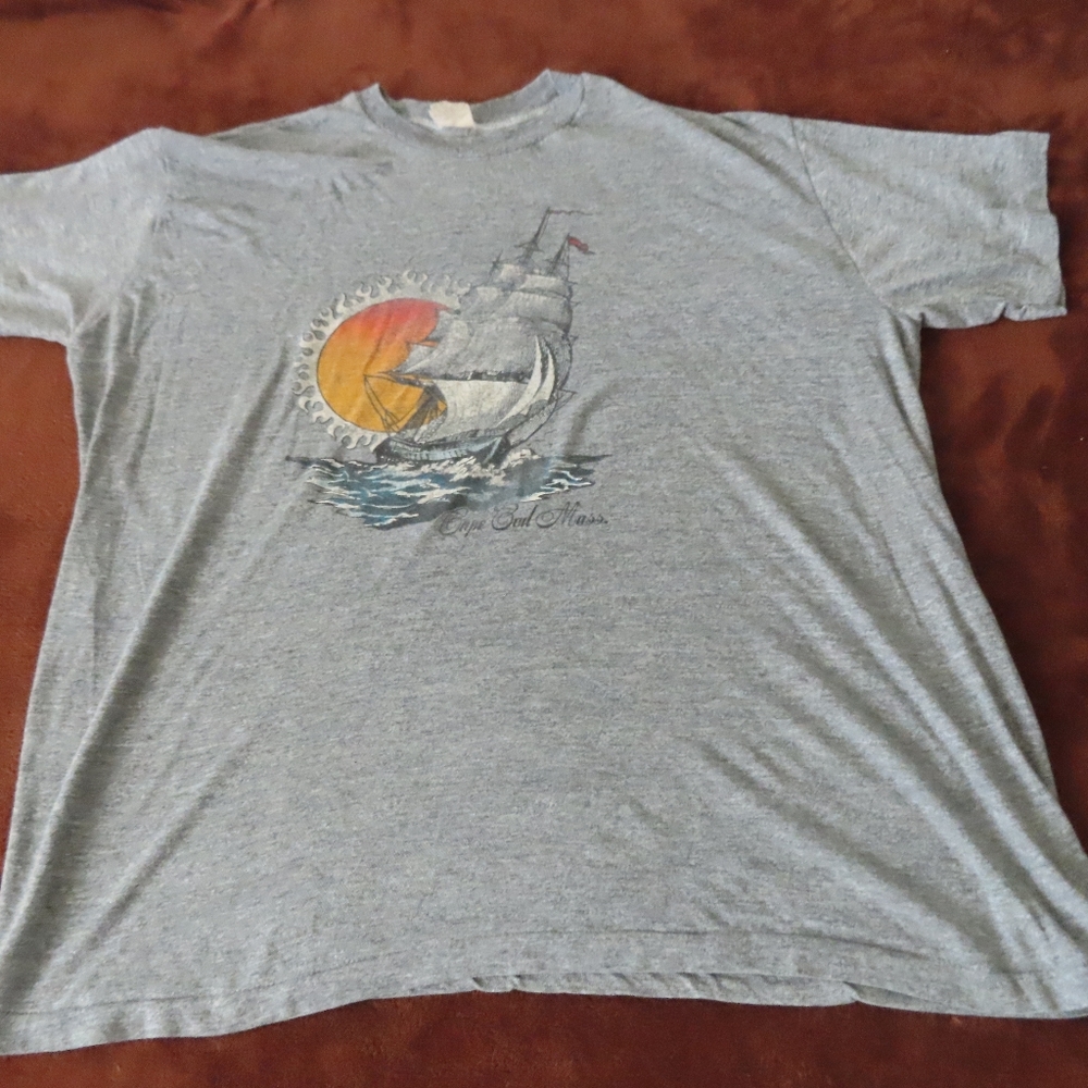 Vintage  80s Sport-T  by stedman ship sailboat Cape Cod TShirt Vtg Tee USA XL